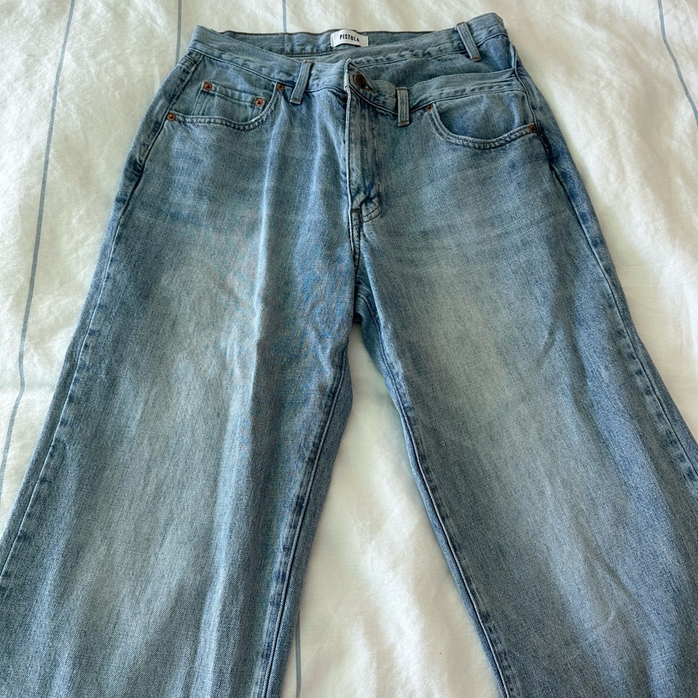 Pistola wide leg crossover waist jeans size 28